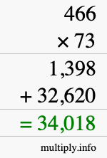 How to calculate 466 times 73 using long multiplication