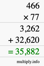 How to calculate 466 times 77 using long multiplication