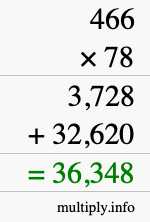 How to calculate 466 times 78 using long multiplication