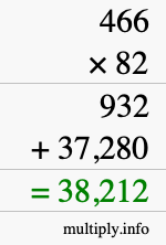 How to calculate 466 times 82 using long multiplication