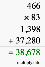 How to calculate 466 times 83 using long multiplication