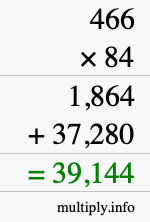 How to calculate 466 times 84 using long multiplication