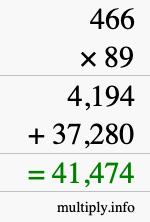 How to calculate 466 times 89 using long multiplication