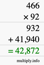 How to calculate 466 times 92 using long multiplication