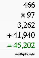 How to calculate 466 times 97 using long multiplication