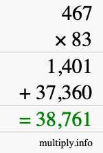 How to calculate 467 times 83 using long multiplication