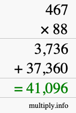 How to calculate 467 times 88 using long multiplication