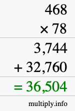 How to calculate 468 times 78 using long multiplication