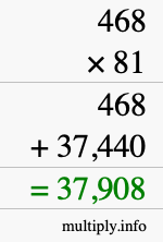 How to calculate 468 times 81 using long multiplication