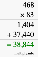 How to calculate 468 times 83 using long multiplication