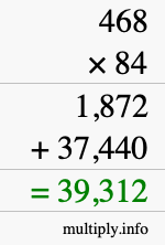 How to calculate 468 times 84 using long multiplication