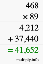 How to calculate 468 times 89 using long multiplication