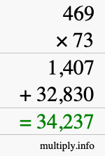 How to calculate 469 times 73 using long multiplication