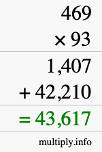 How to calculate 469 times 93 using long multiplication