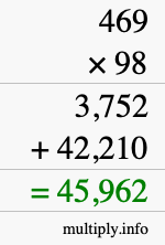 How to calculate 469 times 98 using long multiplication
