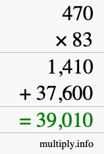 How to calculate 470 times 83 using long multiplication
