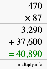 How to calculate 470 times 87 using long multiplication
