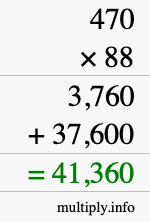 How to calculate 470 times 88 using long multiplication