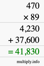 How to calculate 470 times 89 using long multiplication