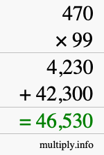 How to calculate 470 times 99 using long multiplication