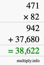 How to calculate 471 times 82 using long multiplication