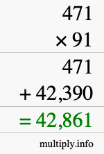 How to calculate 471 times 91 using long multiplication