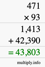How to calculate 471 times 93 using long multiplication