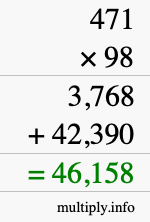 How to calculate 471 times 98 using long multiplication