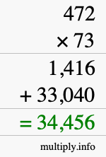 How to calculate 472 times 73 using long multiplication