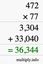 How to calculate 472 times 77 using long multiplication