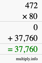 How to calculate 472 times 80 using long multiplication