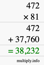 How to calculate 472 times 81 using long multiplication