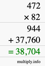 How to calculate 472 times 82 using long multiplication
