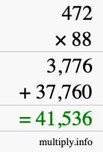 How to calculate 472 times 88 using long multiplication
