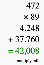 How to calculate 472 times 89 using long multiplication