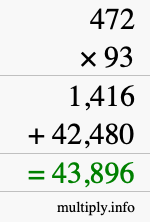 How to calculate 472 times 93 using long multiplication