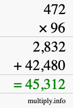 How to calculate 472 times 96 using long multiplication