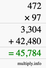 How to calculate 472 times 97 using long multiplication