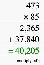 How to calculate 473 times 85 using long multiplication How to calculate 473 times 85 using long multiplication