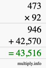 How to calculate 473 times 92 using long multiplication