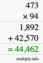 How to calculate 473 times 94 using long multiplication