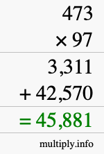 How to calculate 473 times 97 using long multiplication
