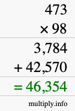 How to calculate 473 times 98 using long multiplication