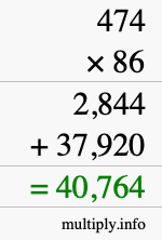 How to calculate 474 times 86 using long multiplication
