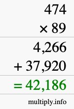How to calculate 474 times 89 using long multiplication