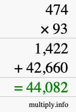 How to calculate 474 times 93 using long multiplication