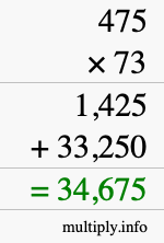 How to calculate 475 times 73 using long multiplication