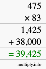How to calculate 475 times 83 using long multiplication