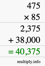 How to calculate 475 times 85 using long multiplication How to calculate 475 times 85 using long multiplication