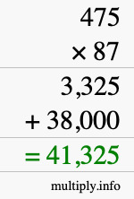 How to calculate 475 times 87 using long multiplication